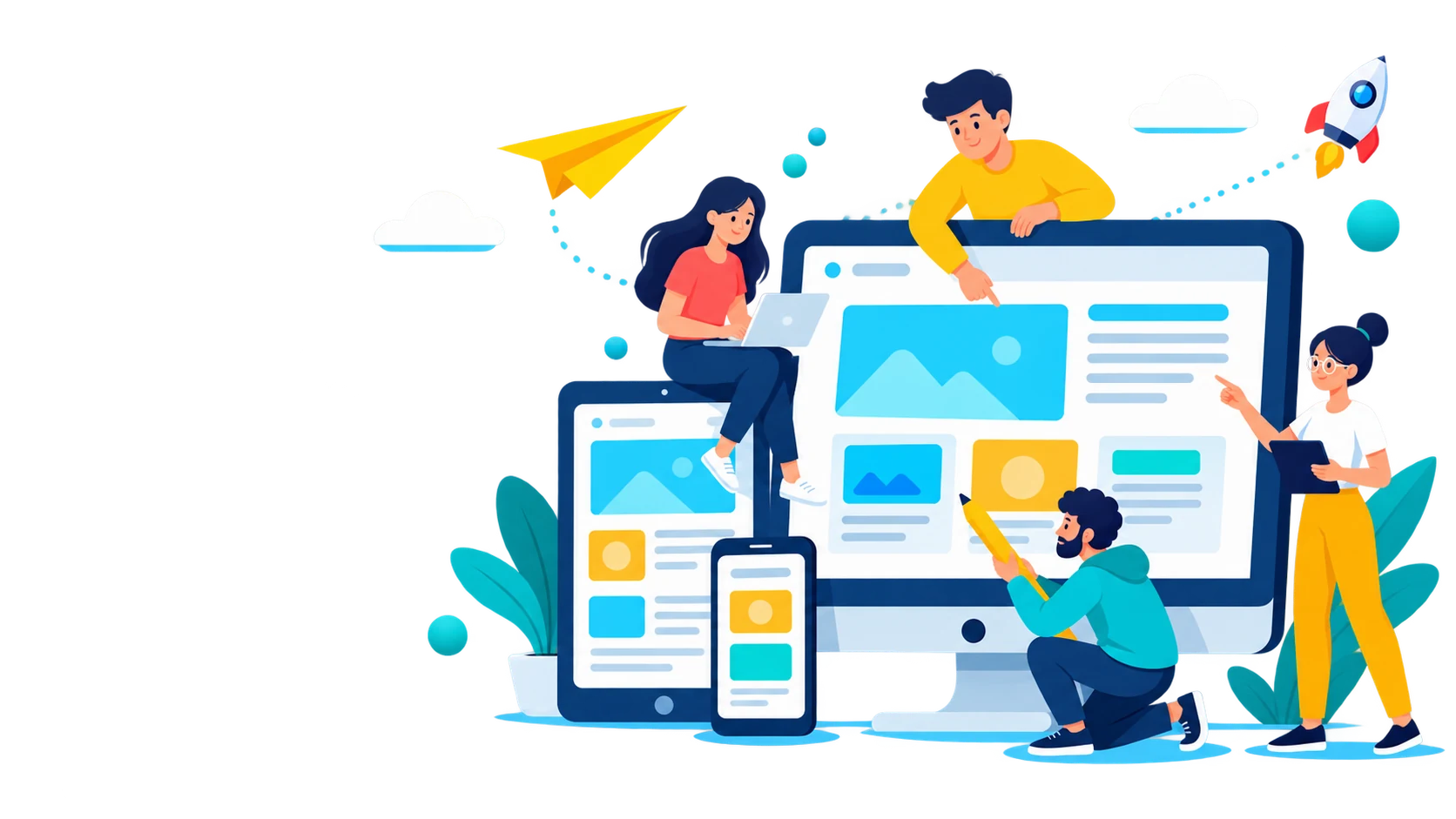 Design team building responsive websites across desktop, tablet and mobile