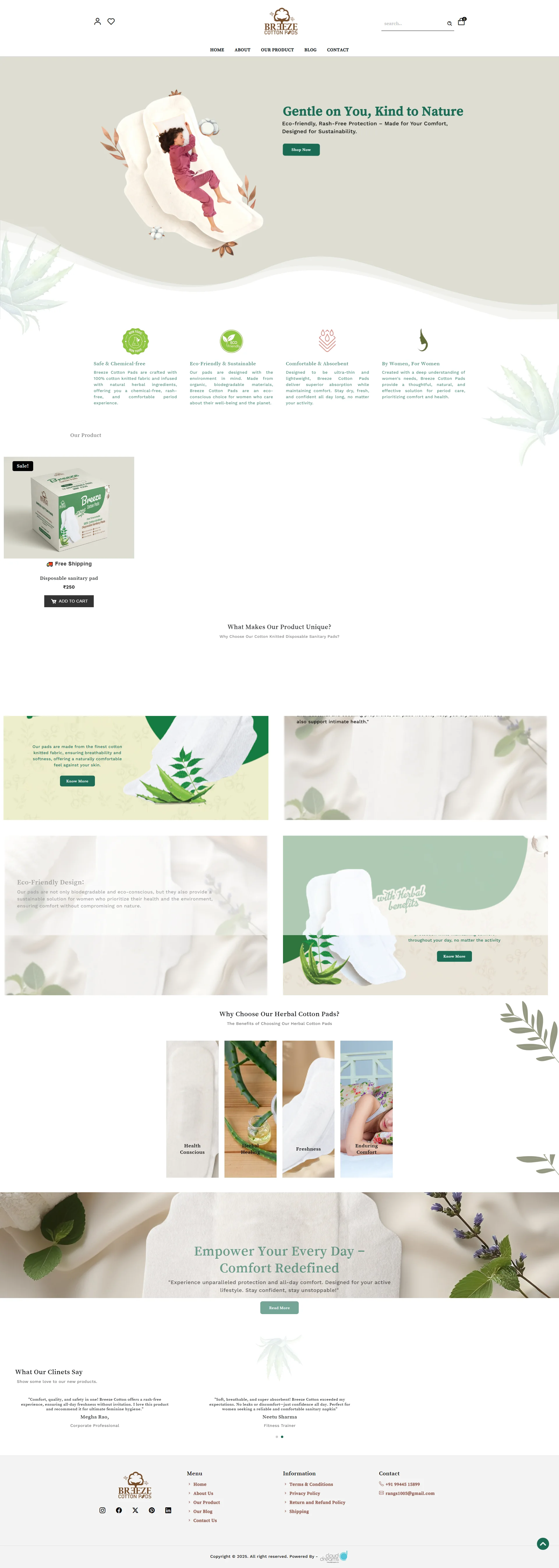 Breeze Cotton Pads e-commerce website