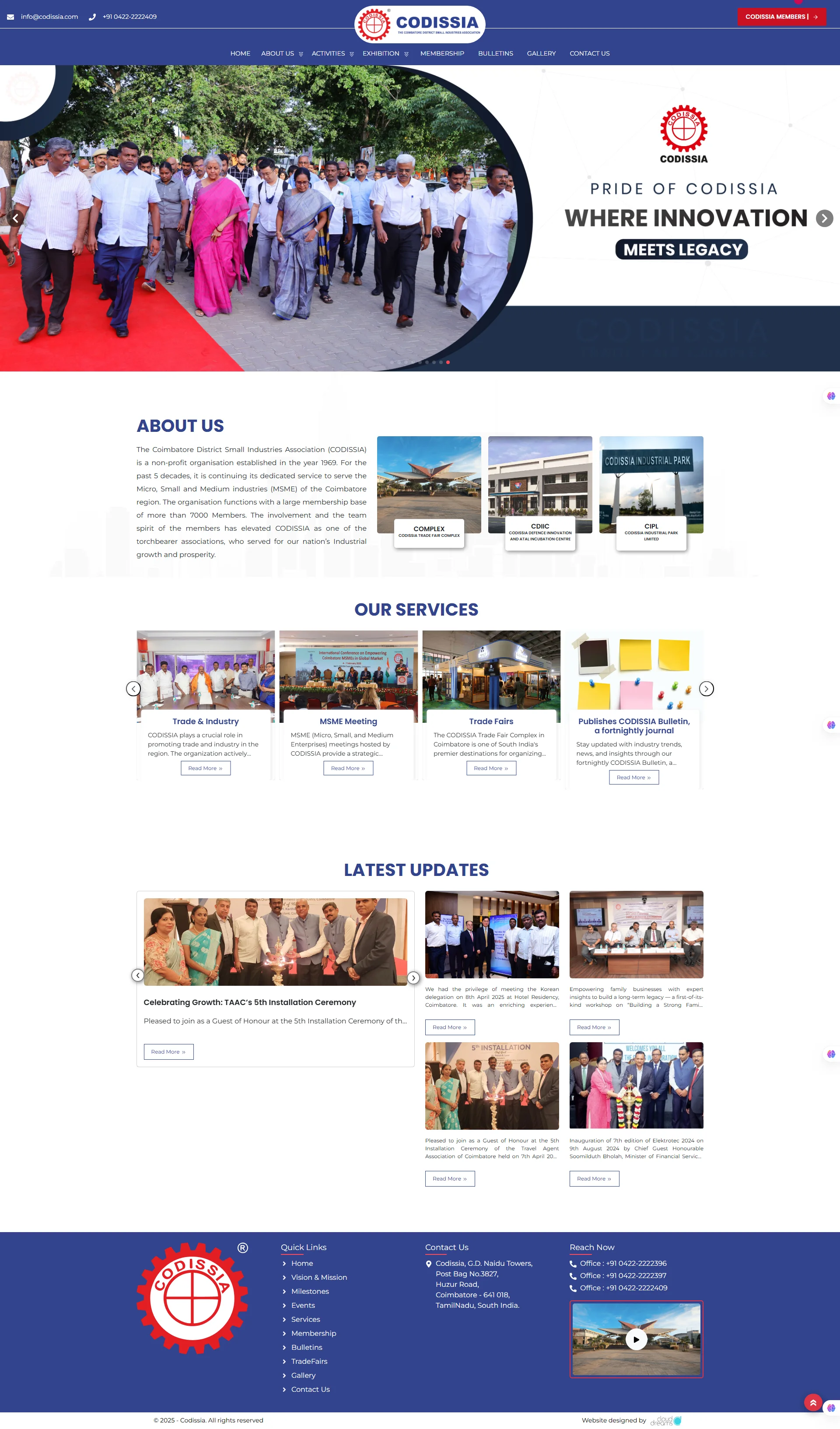 Codissia website interface